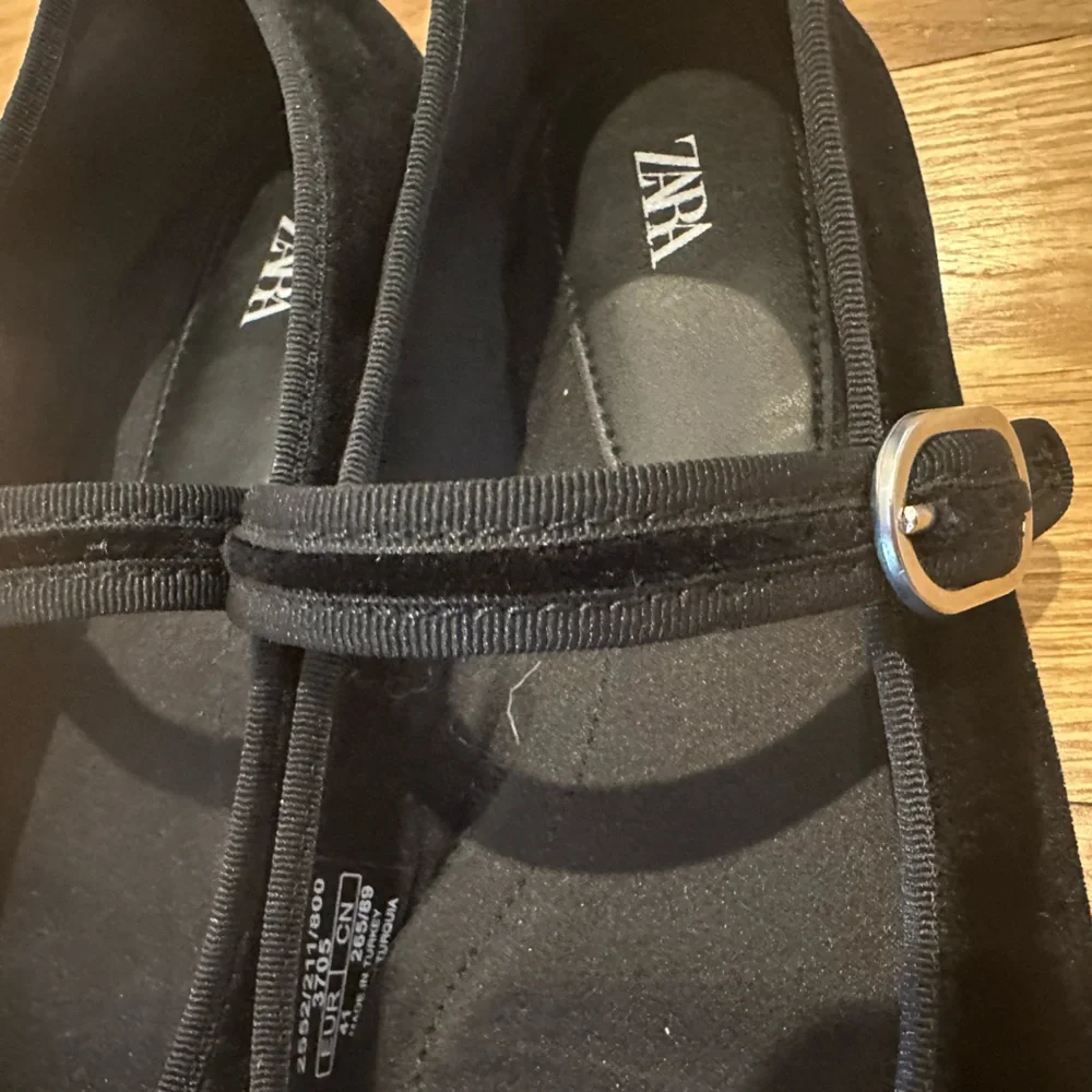 Zara Black Velvet Loafers with Strap - Picture 7 of 9